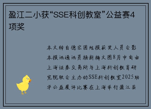 盈江二小获“SSE科创教室”公益赛4项奖